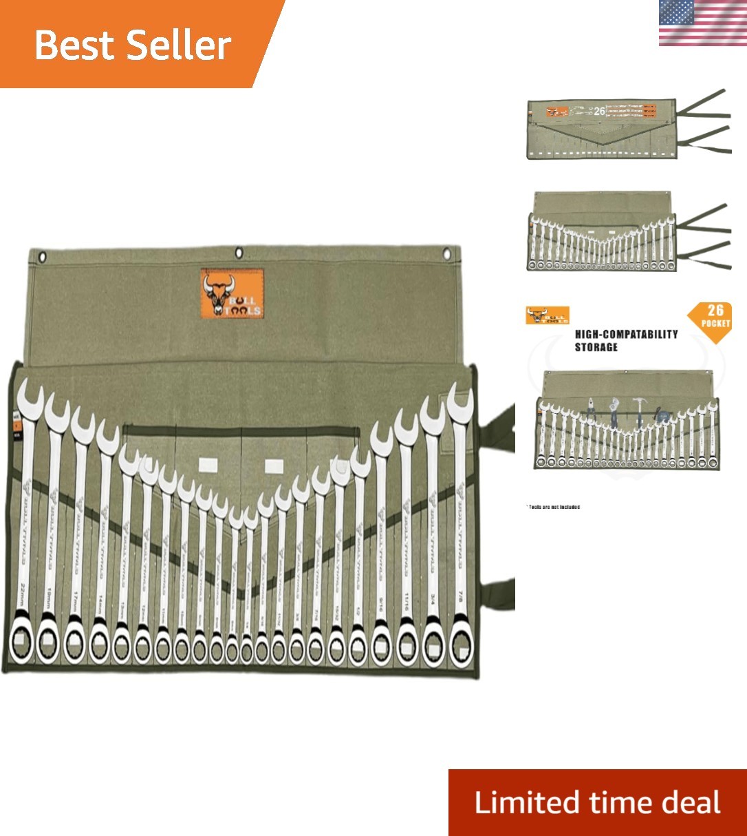 Efficient Tool Storage Roll with 26 Pockets – Perfect for DIYers and Craftsmen