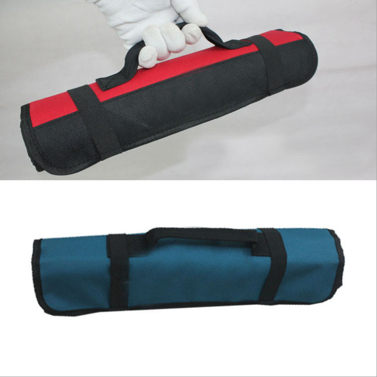 Portable Canvas Tool Roll Up Bag Wrench Organizer Mechanic Hardware US Black