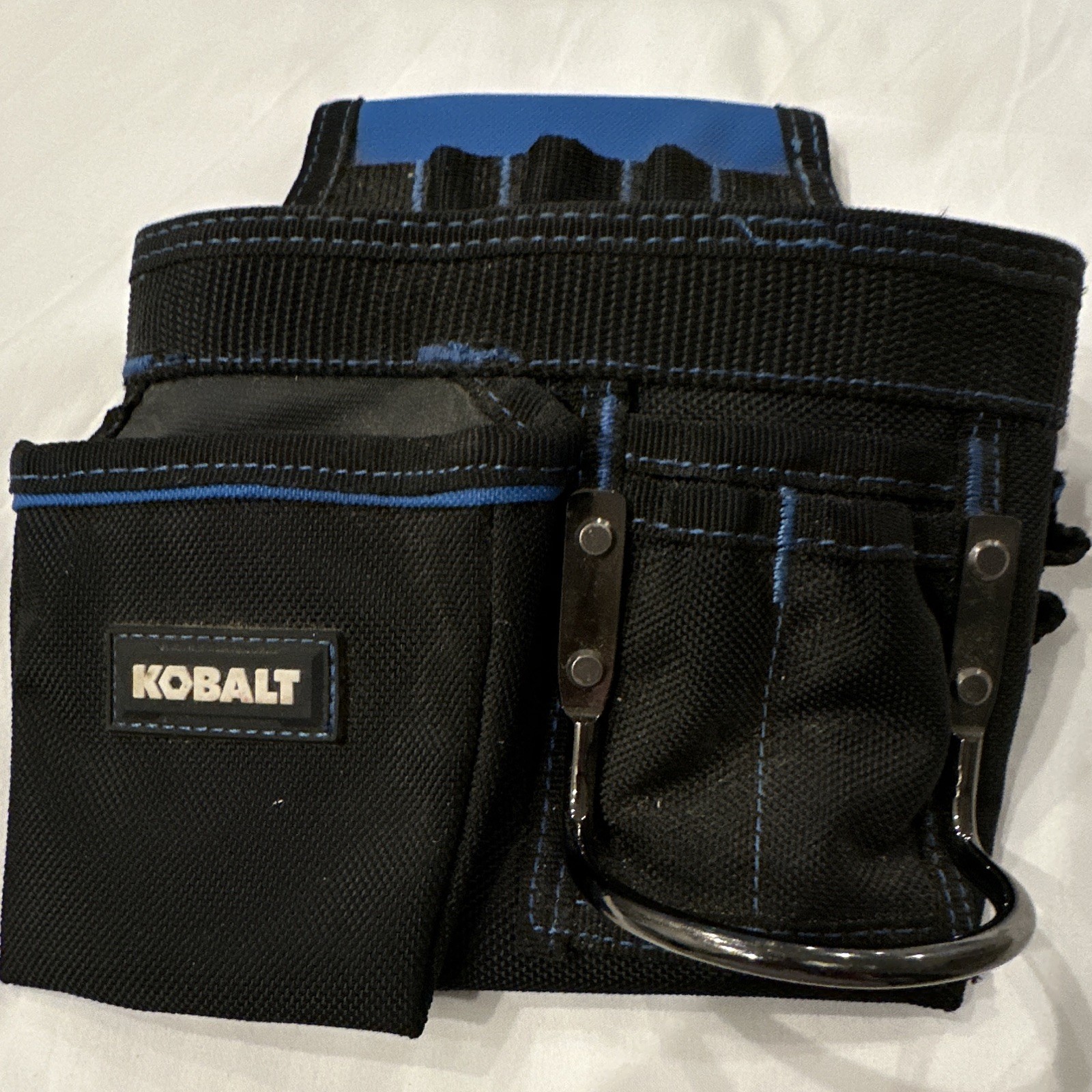 Kobalt Black/Blue Fabric Tool Belt Pouch with Belt Clip, 1-Pack