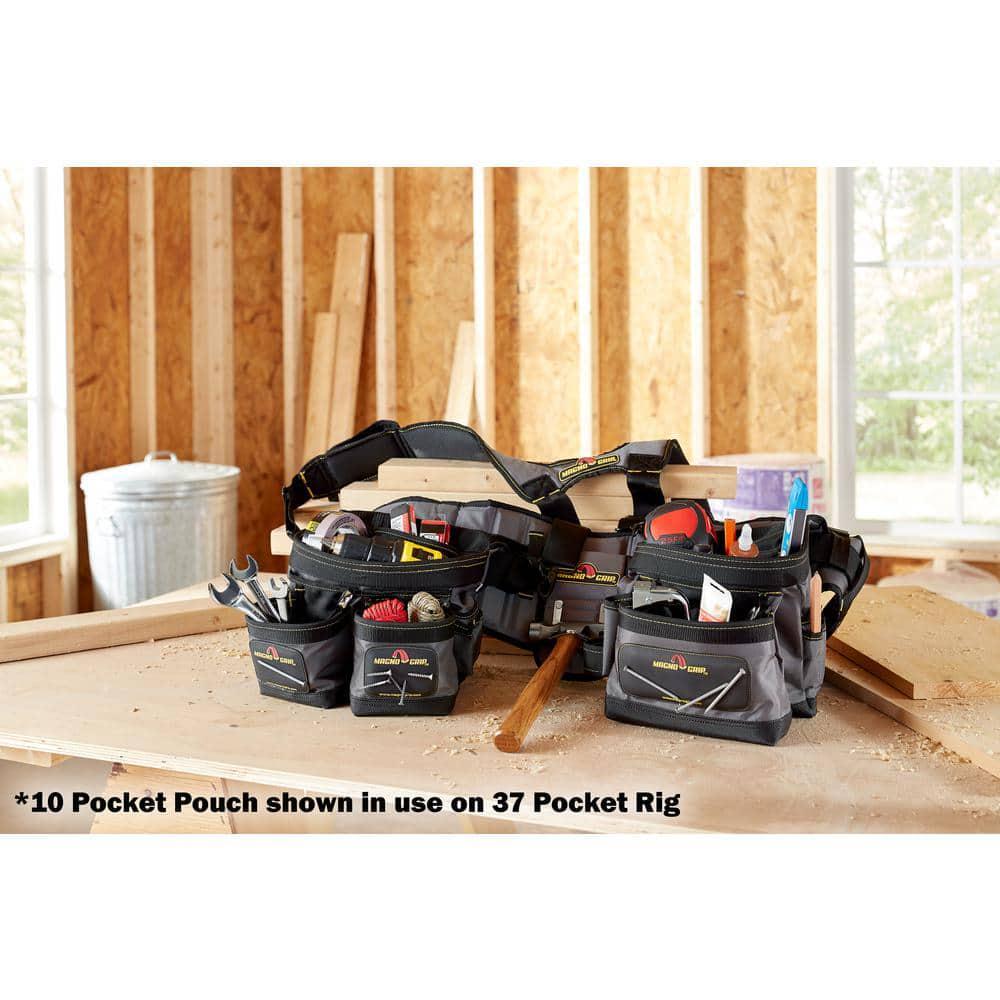 Magnetic Tool Pouch with Belt 11 in. 10-Pocket Platinum Store Organize Tools