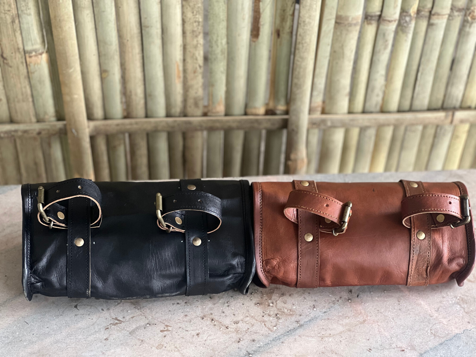 All Season Goat Leather Wide Vintage Motorcycle Buckle Closure Tool Brown Black