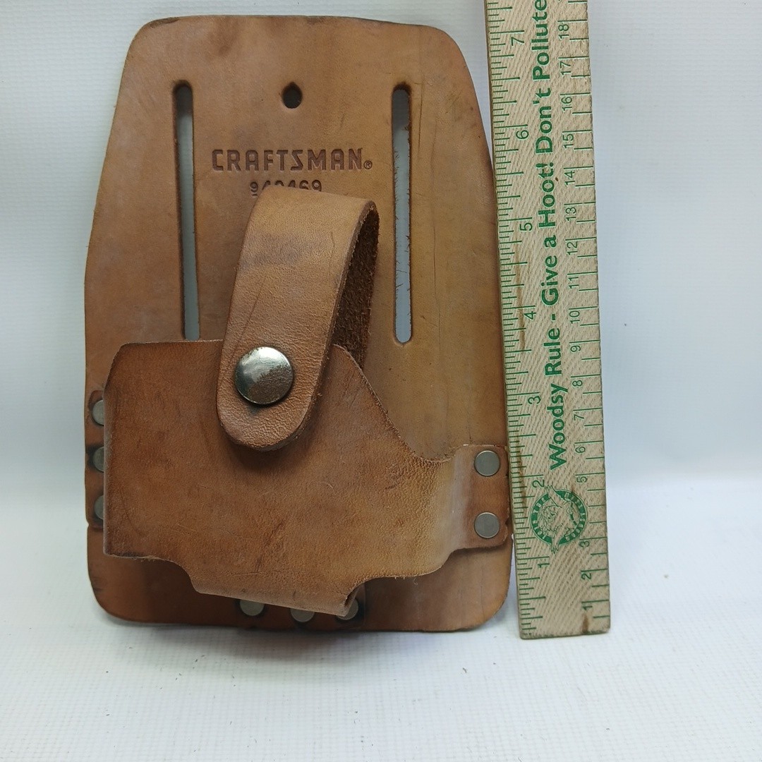 Vtg Craftsman Top Grain Leather Tape Measure Holder Tool Belt 940469