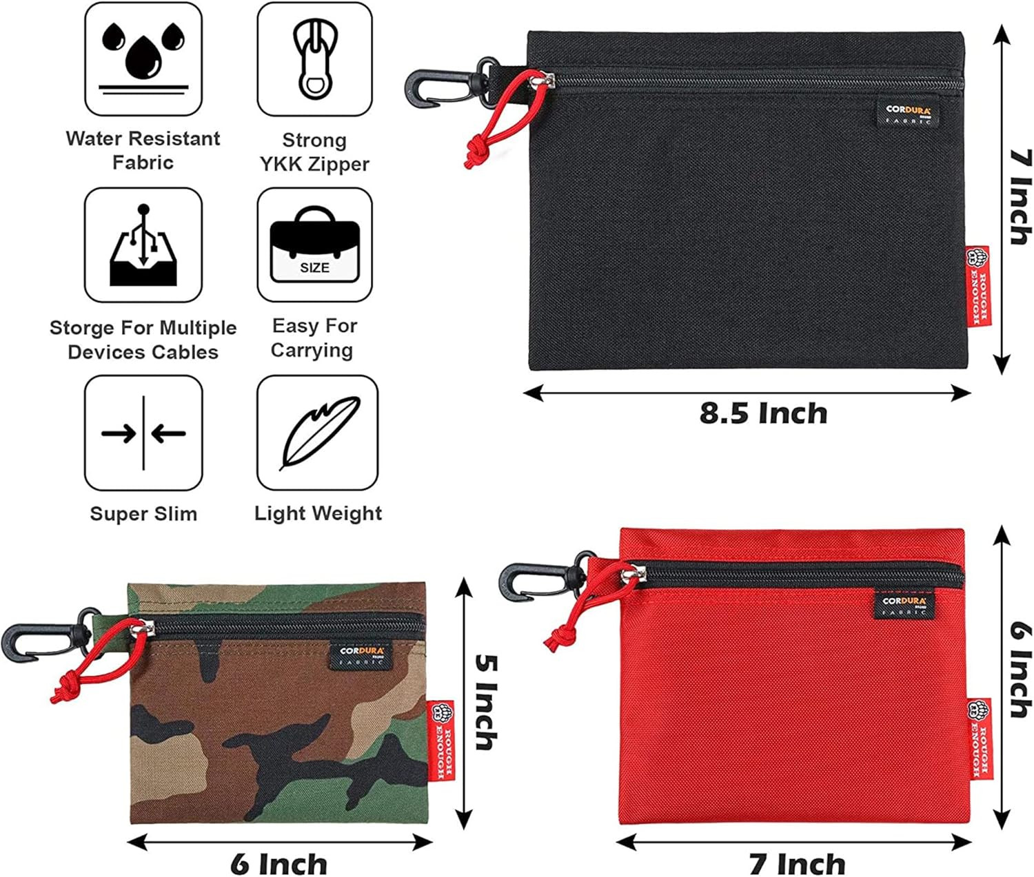 Rough Enough Compact Multi Tool Storage Bag with Clip-On Pouches