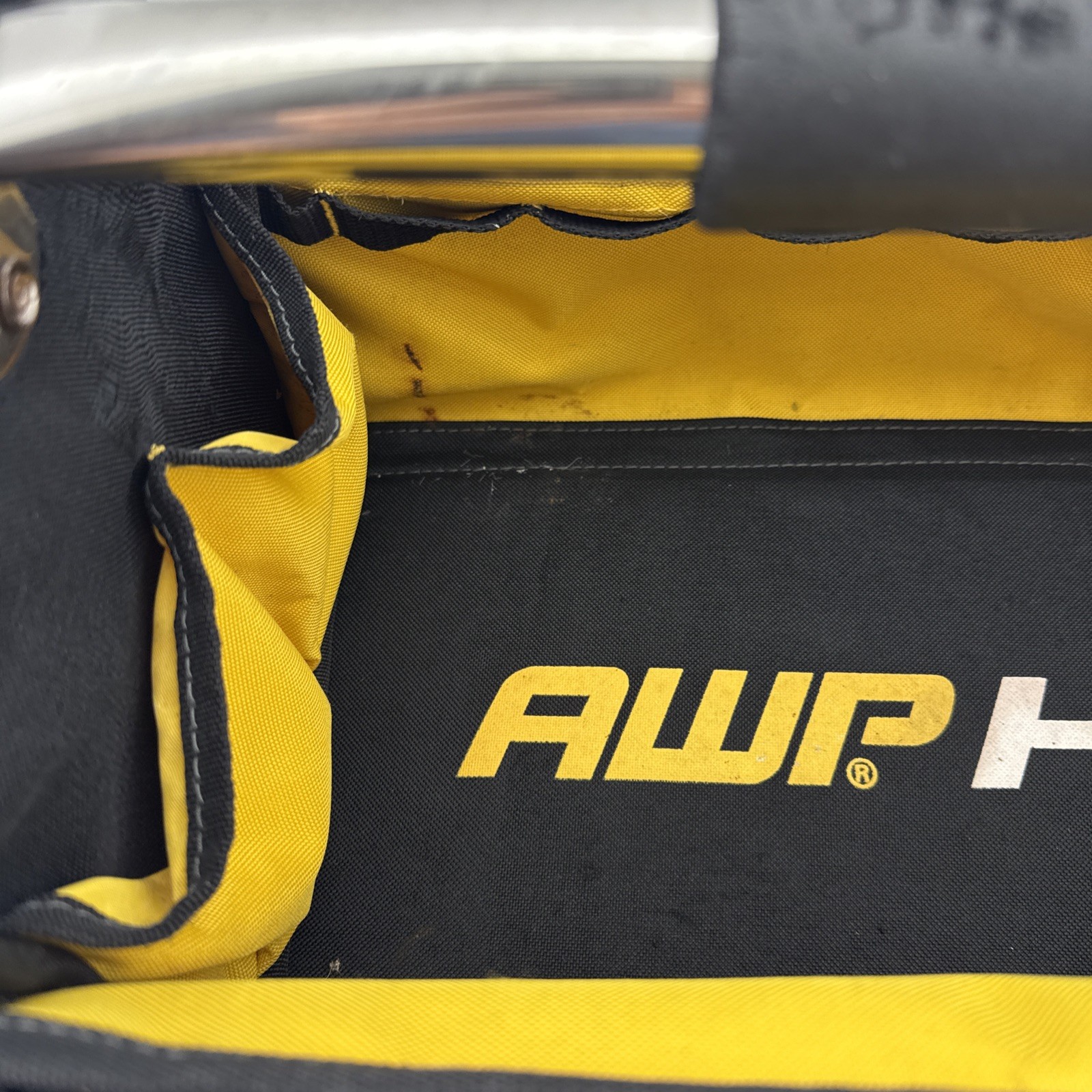 AWP HP Black Electrician Carpenter Work Tool Bag Cushioned Handle Wide Strap