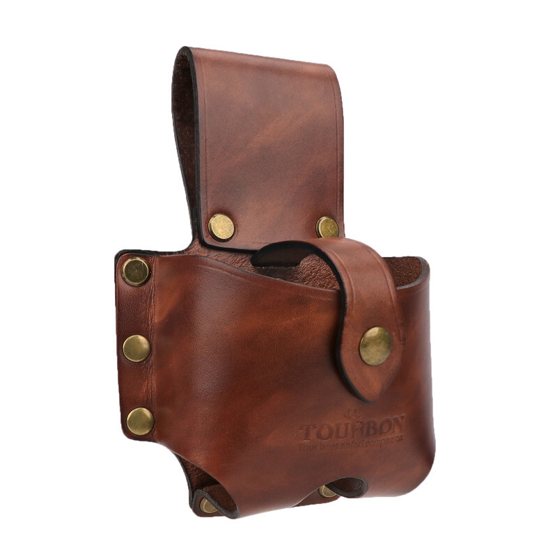 TOURBON Leather Tape Measuring Holder Case Tool Carrier Belt Holster Pouch
