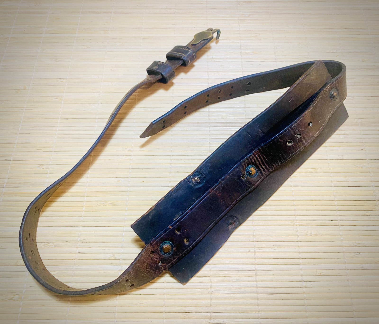 Vintage Antique Lifting Belt — Brass Buckle — Waist Large: 35-1/2” — 39-1/2”