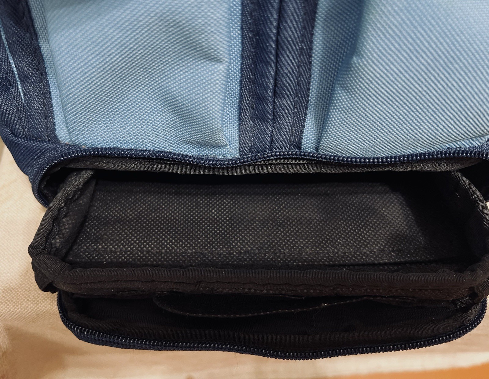 Light Blue/Navy Unisex Mini Open Tool Bag Polyester Zip Multi-Pocket