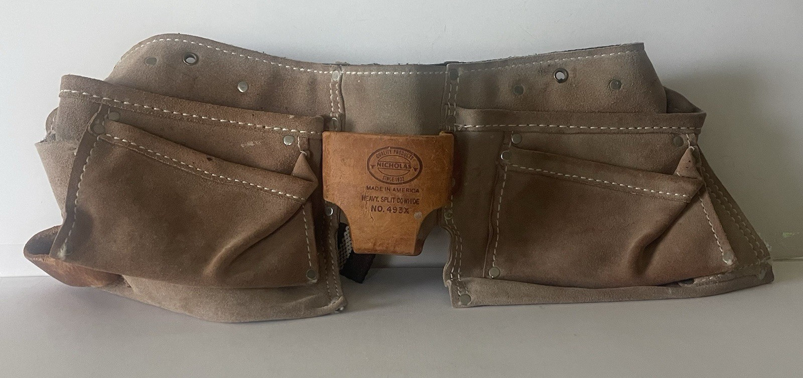Nicholas Heavy Split Cowhide Leather Tool Belt Handyman 493X Pouch Carpenter USA