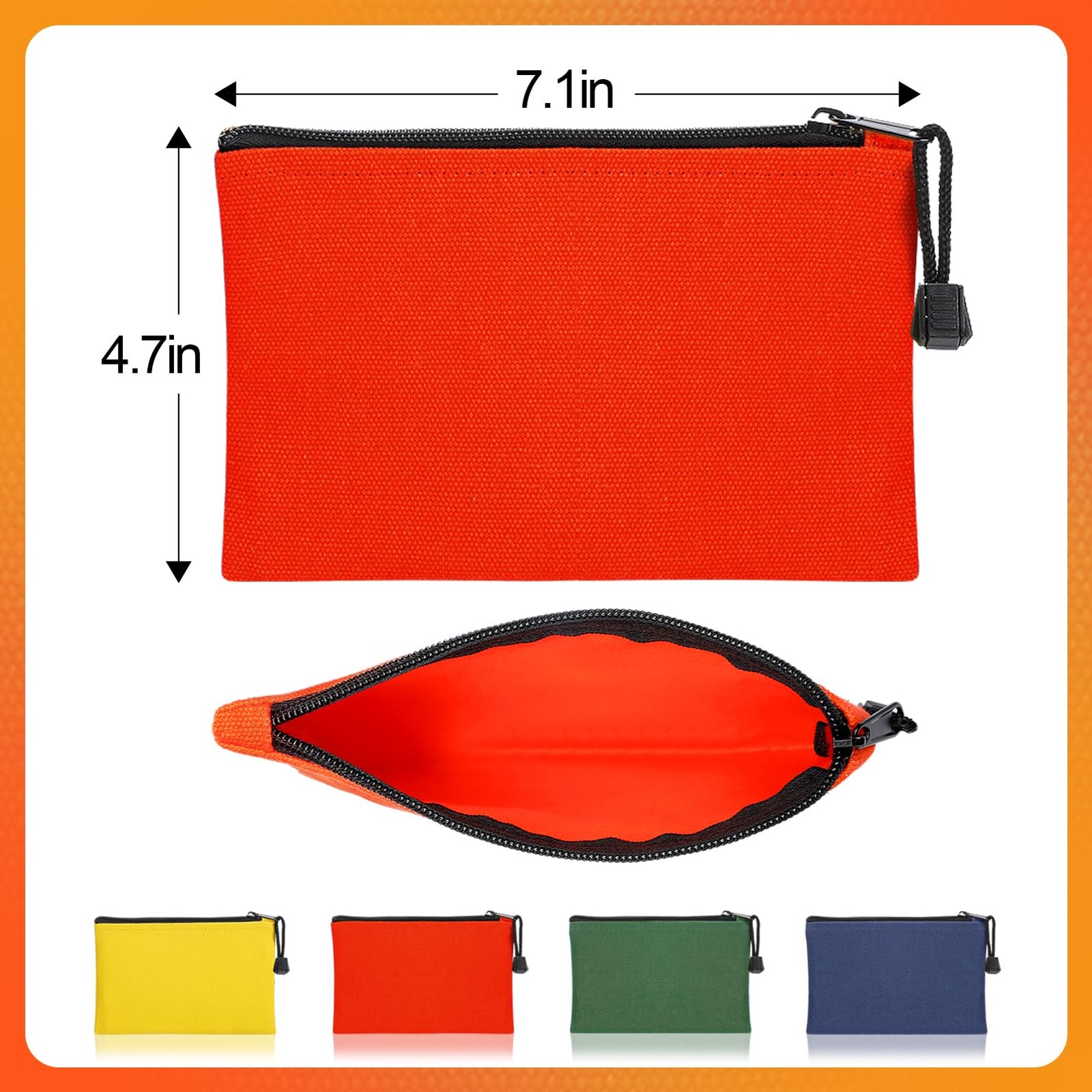 7»x4.7» Canvas Tool Bags Pouches – 4 Pack Heavy Duty Zipper Pouch Set, Mult…