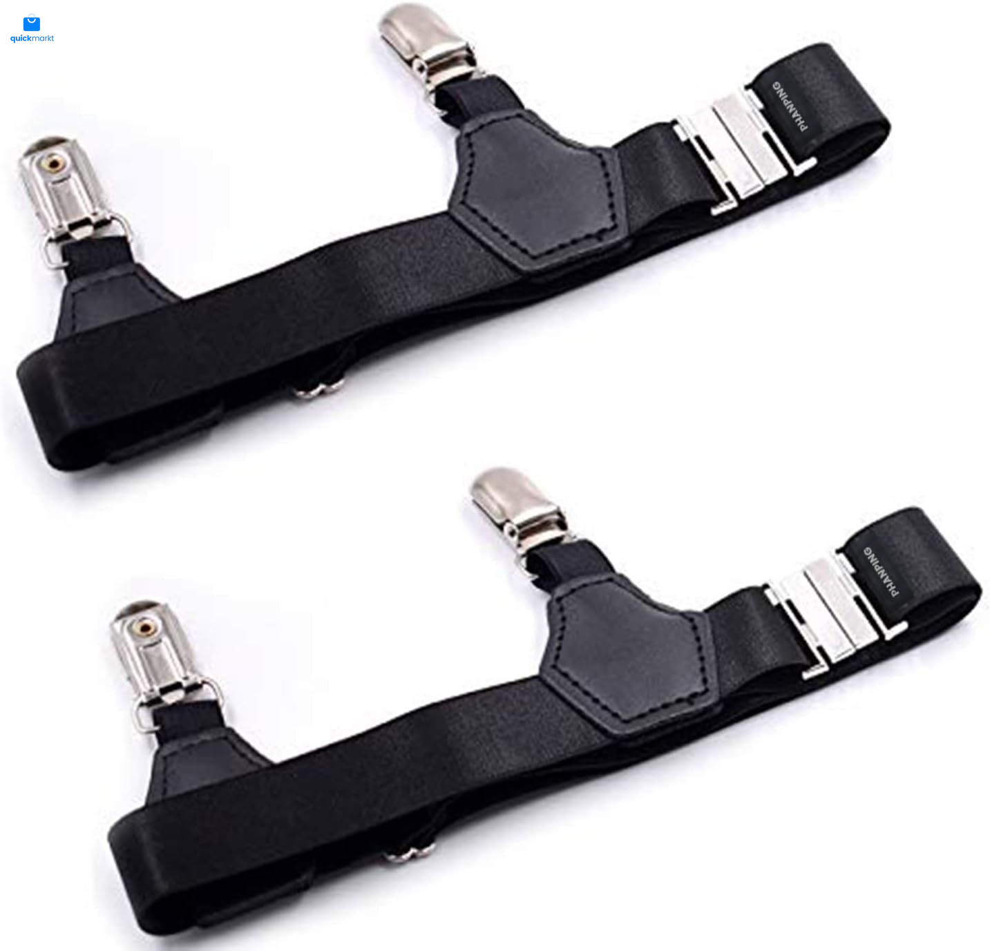 Mens Sock Garters Belt Adjustable 2-pack Sturdy Clip One pair, Black Pair