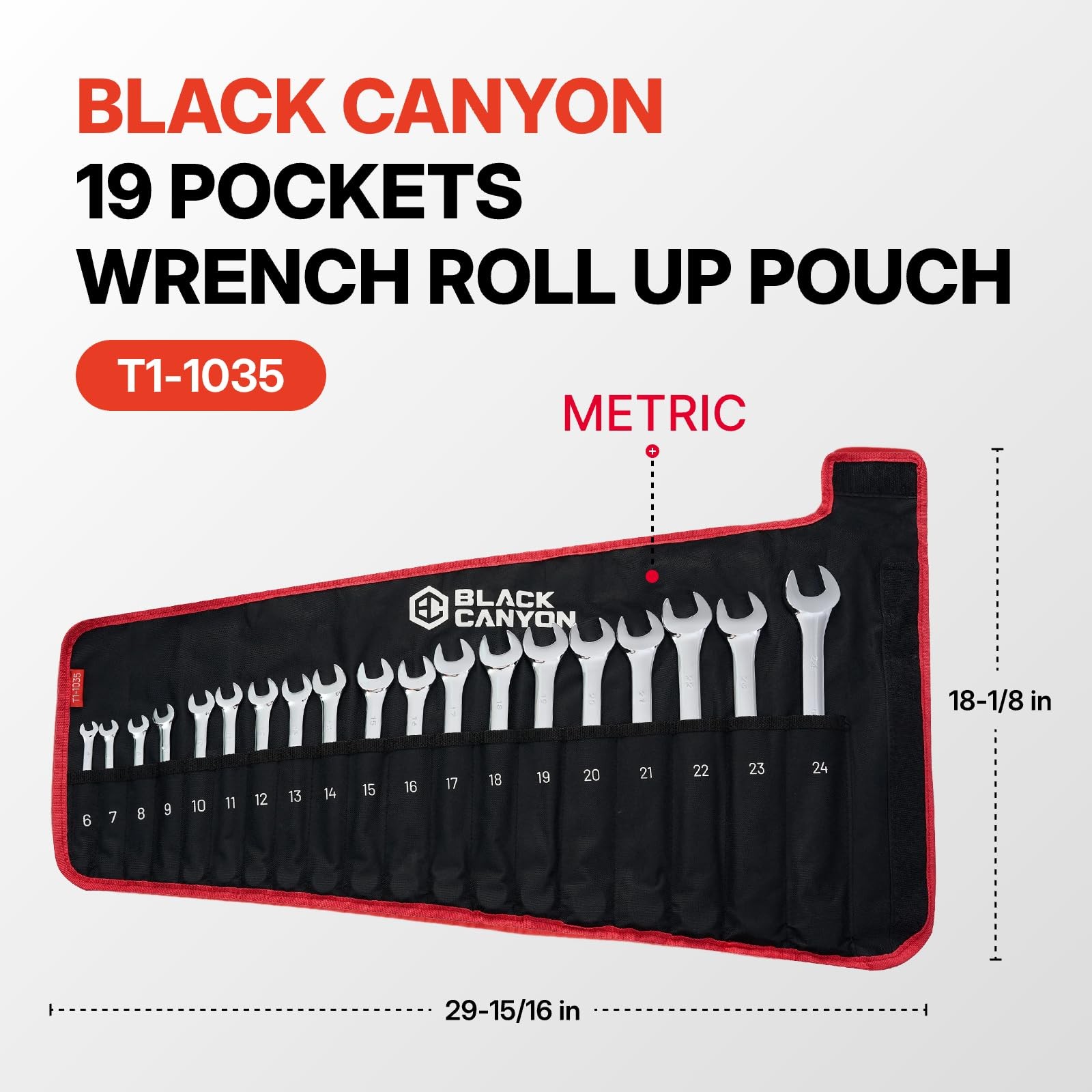 Wrench Pouch, Wrench Pouch Roll Up, 19 Pockets, Ranging of 6-24 mm, Waterproo…