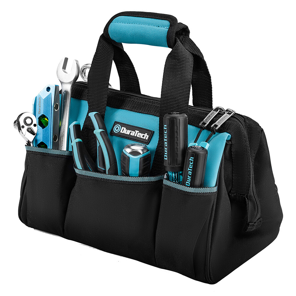 DURATECH 13″ Toolbag 9 Pockets Wide Thickened Fabric Open Mouth Storage Tool Bag