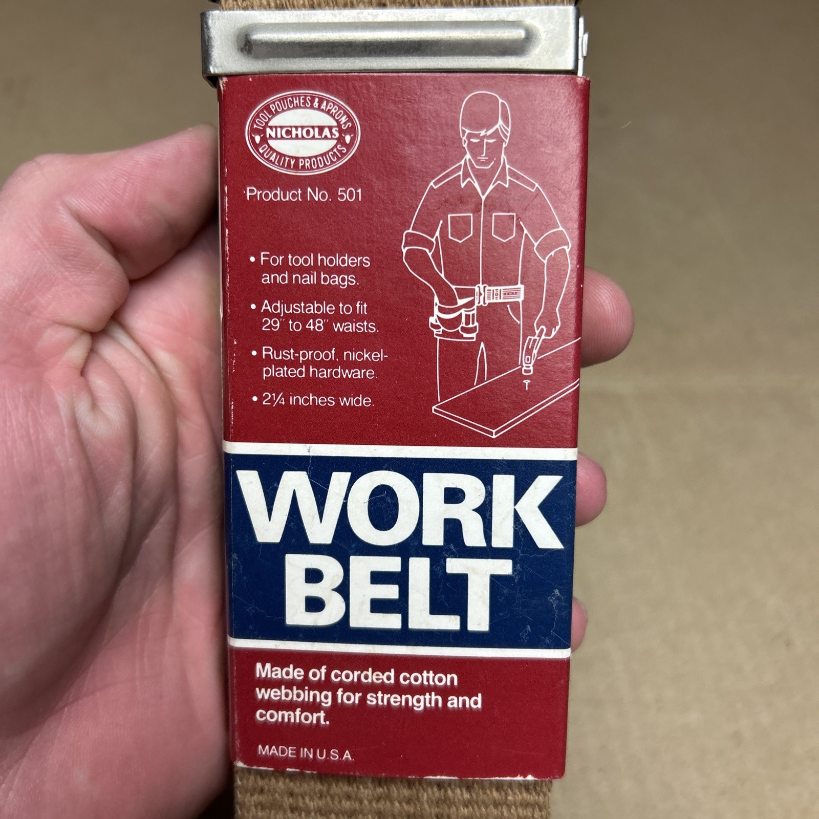 Nicholas Tan Cotton Work Belt 2.25″ Wide Fits Size 29-48 Buckle