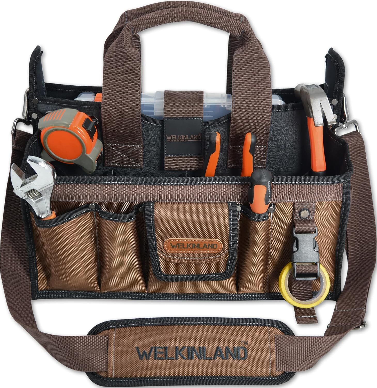 WELKINLAND 20Pockets Tool Tote, Electrician’s Tool Bag, HVAC Tool Bag