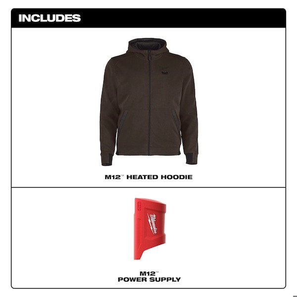 Milwaukee Tool M200n-203X Men’s Heated Hoodie, Up To 8 Hours Time, Zipper