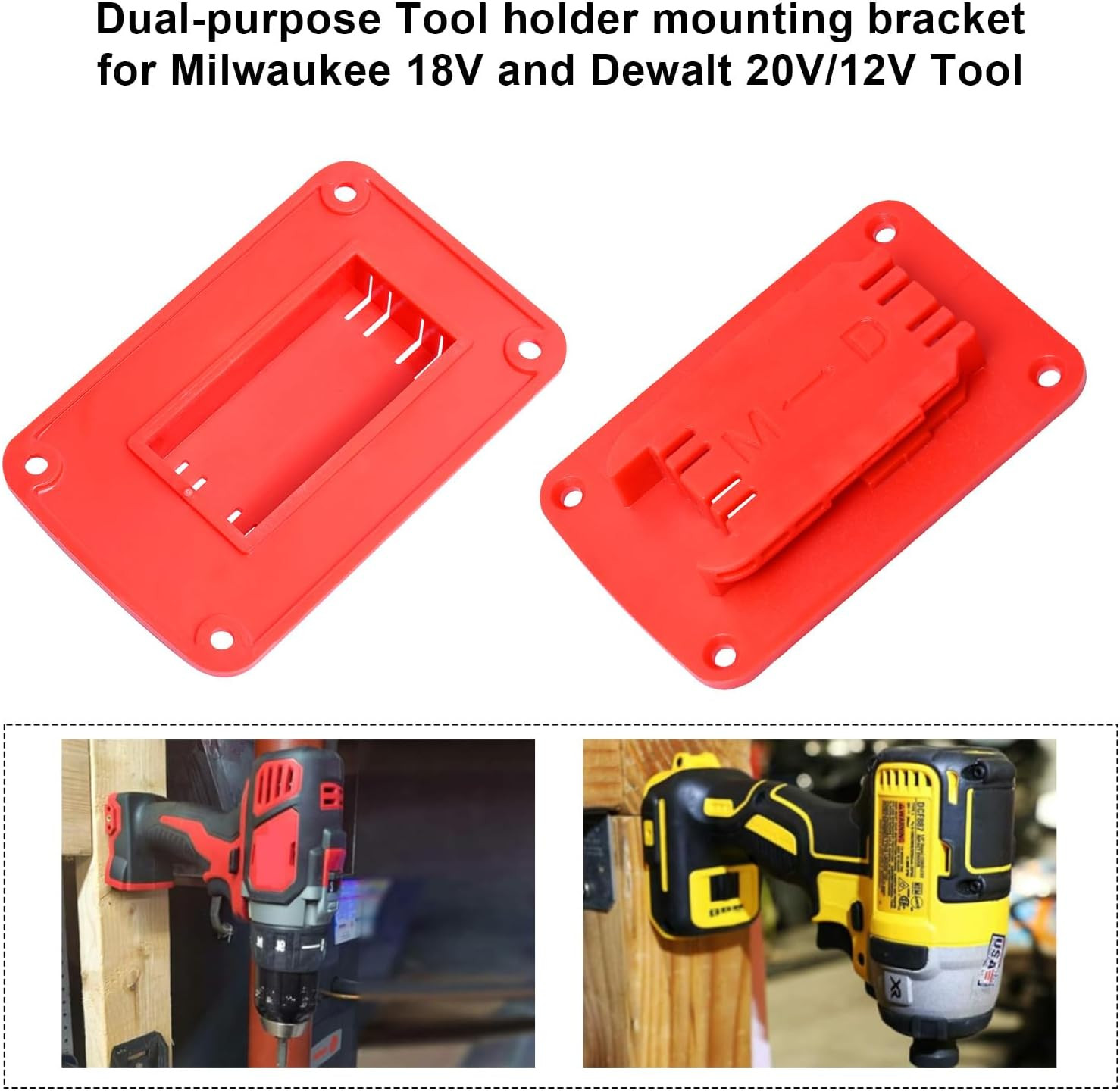 12Packs Tool Holder for Milwaukee M18 & Dewalt 20V,Wall Mount Drill Holder with
