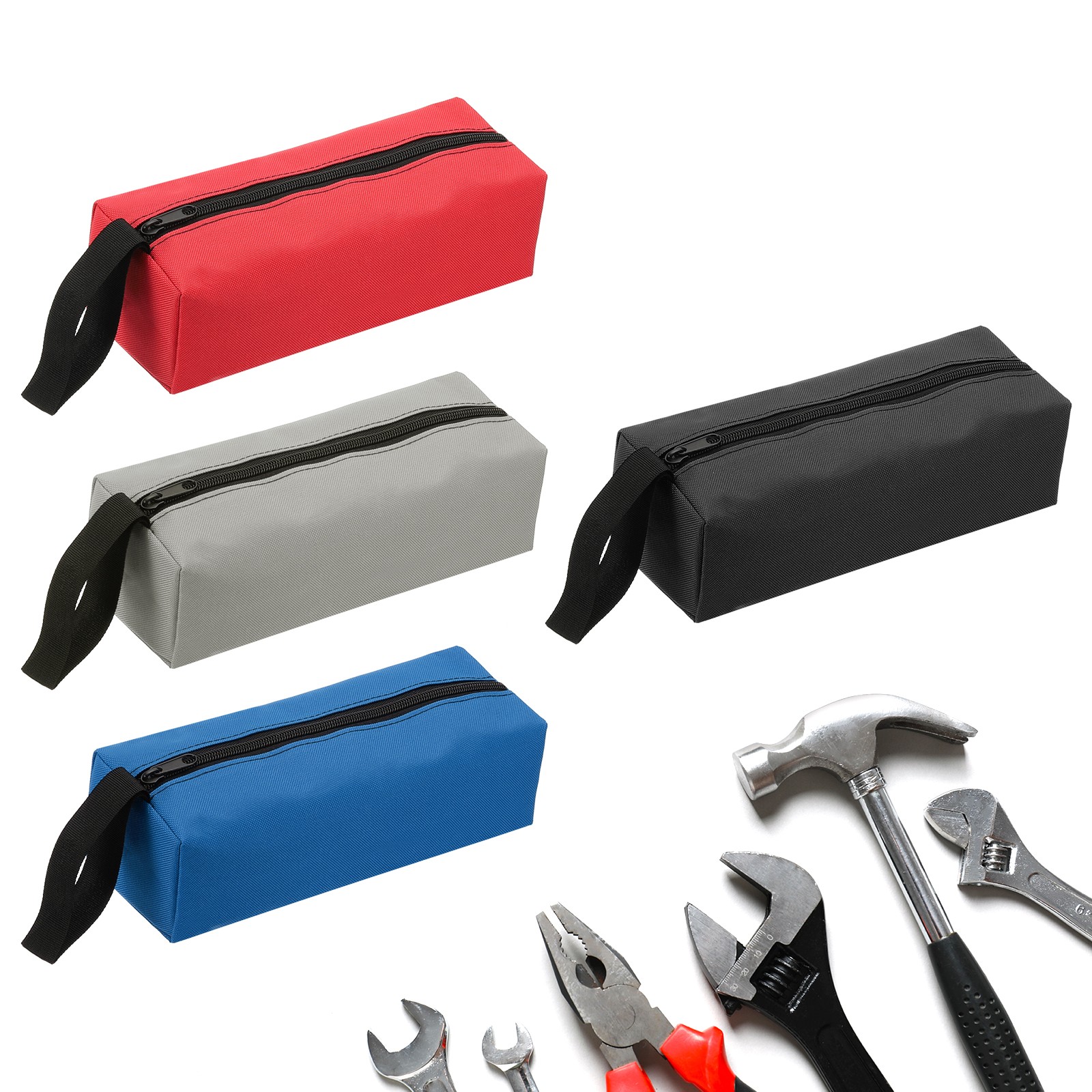 4pcs Zipper Utility Tool Bag 9.8×3.3×2.8 Inch Multi-purpose Tote Bag 4 Color