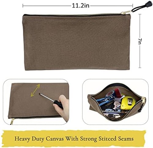 Heavy Duty Canvas Tool Bag Organizer – 7 Pack Zipper Utility Pouches in Assor…