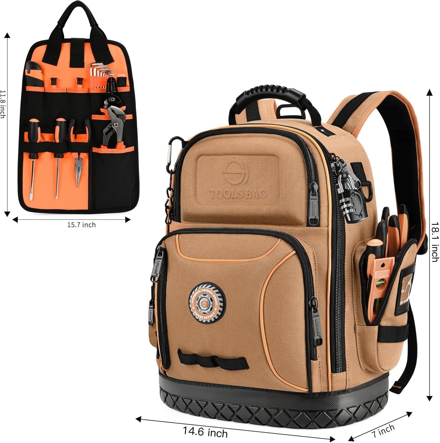 Heavy Duty Tool Bag Backpack with 75 Pockets – Ideal for Electricians & HVAC