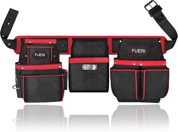 FUERI Cordura Tool Belt for Carpenters Heavy Duty Adjustable Tool Pouch Bag