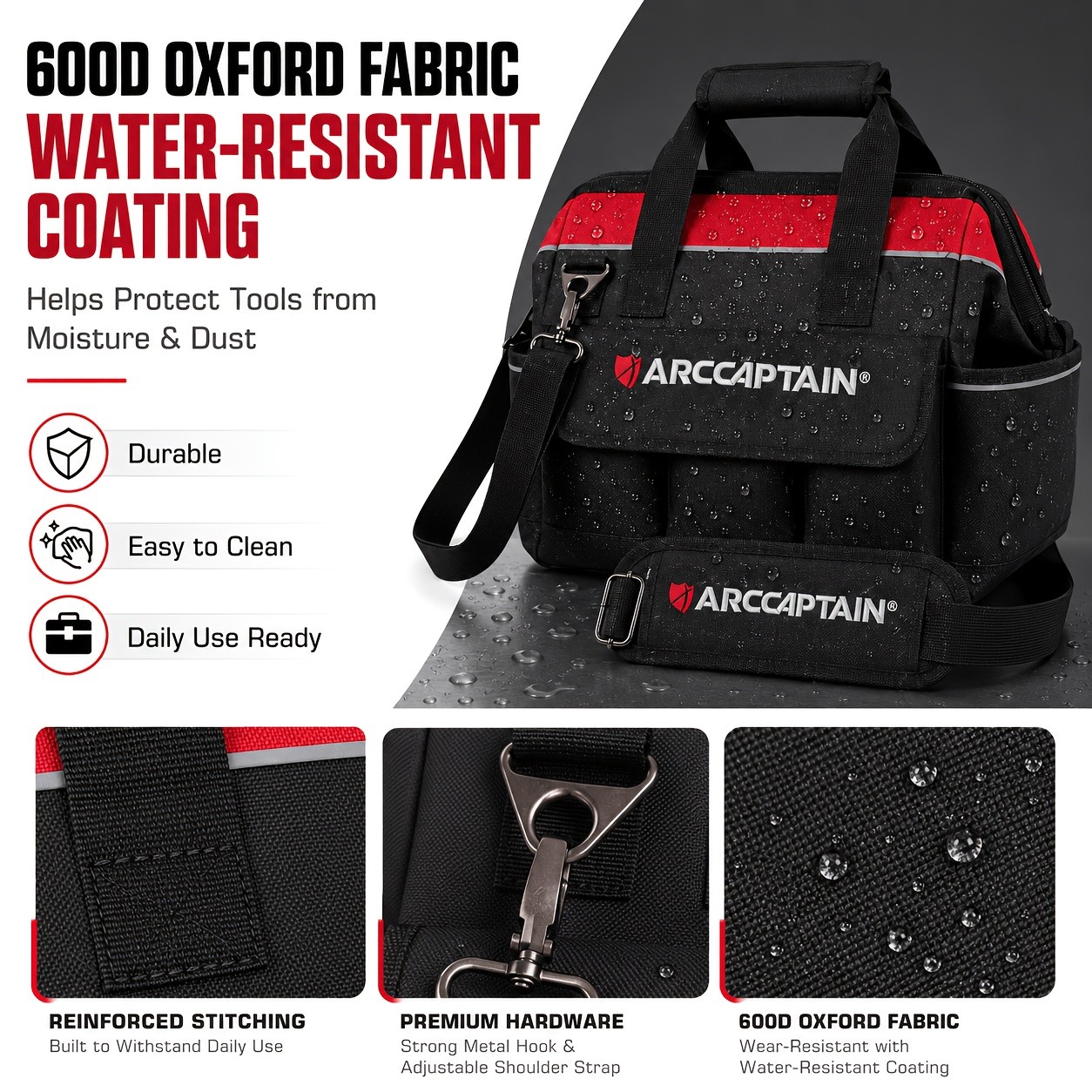 ARCCAPTAIN 13-Inch Welding Tool Bag Portable Welder Carrying Bag with Shoulder