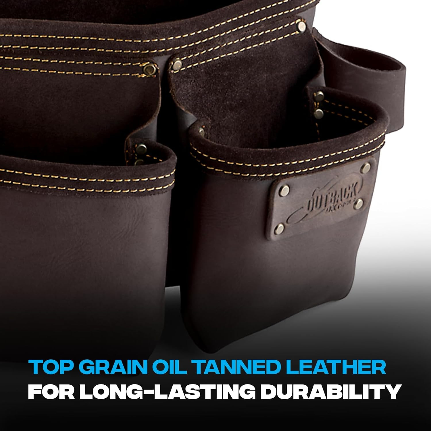 22-Pocket Leather Tool Belt – Durable Oil-Tanned with Steel Rivets and Stitching
