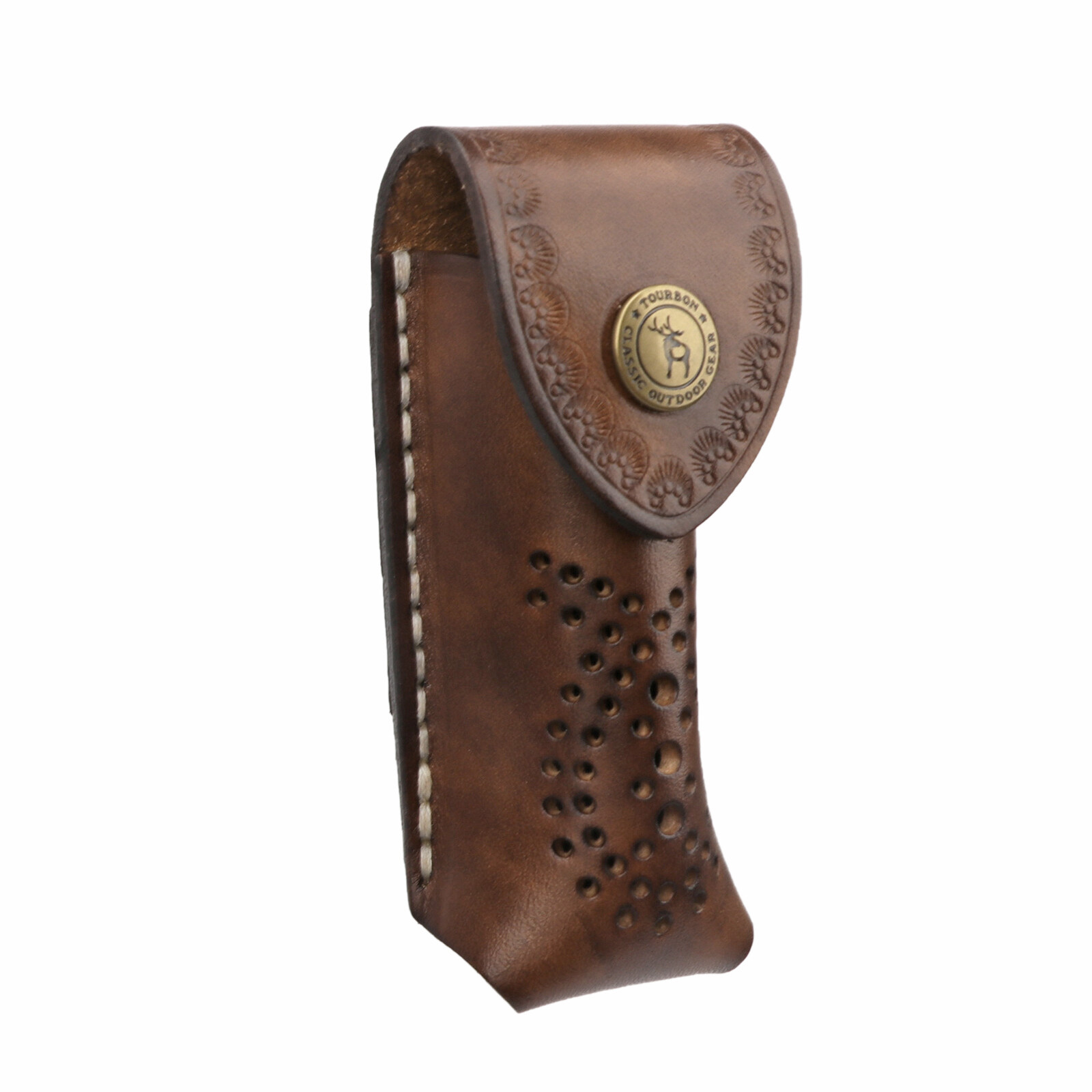 Tourbon Real Leather Fold Knief Sheath Pouch Tool Belt Loop Case Hunting Camping