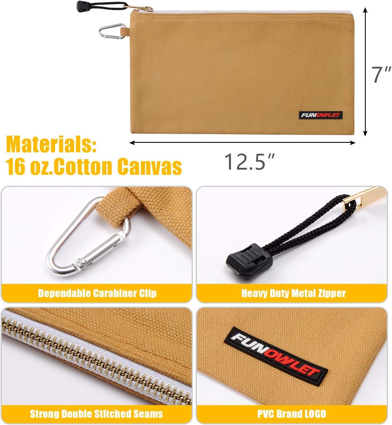 Utility Bag, Canvas Zipper Tool Bags – Heavy Duty Tools Pouch