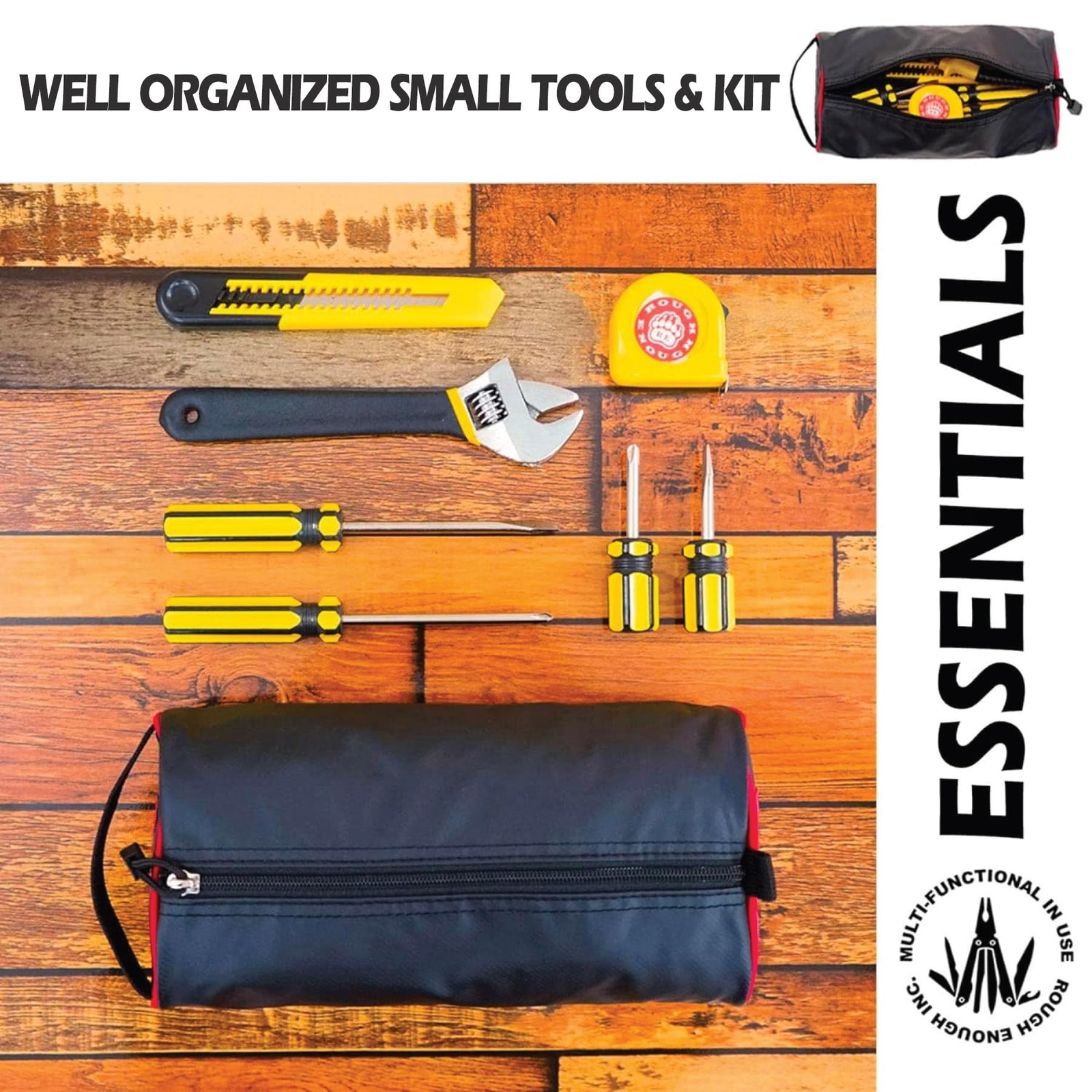 Rough Enough Small Tool Bag Pouch Box Small Parts Organizer with Zipper Porta…