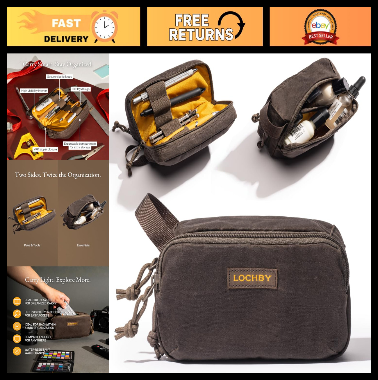 Multipurpose Tactical Mini Tool Bag | Water-Resistant Waxed Canvas Pouch | Dual-