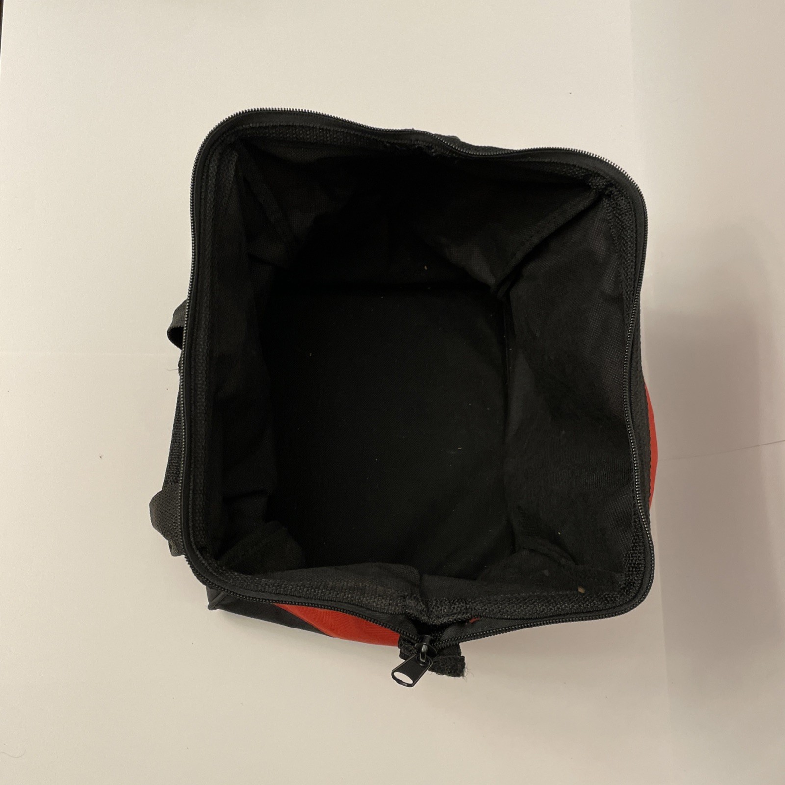 Milwaukee Tool Bag Red w Black 11x11x9 Zipper Wide Mouth VG Condition