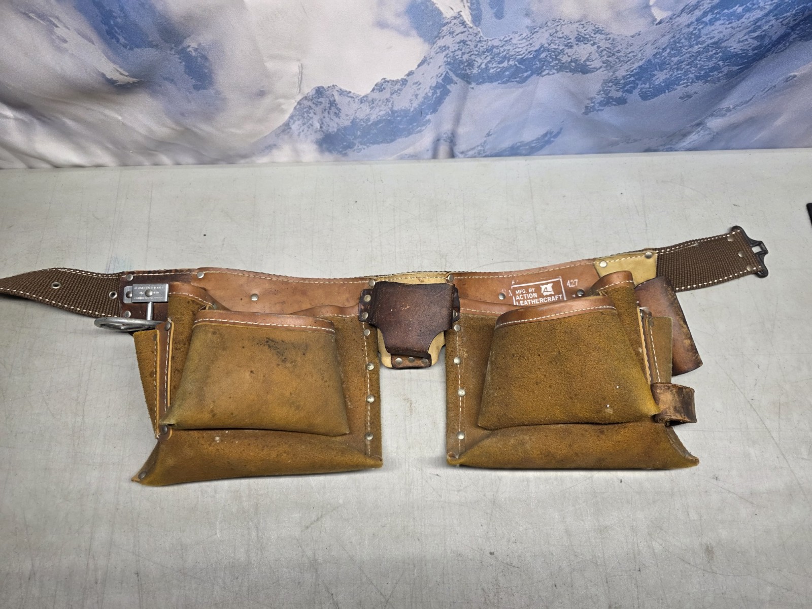 🔥 Vtg Action Leathercraft ALA 427 Brown 11 Pocket Adjustable Tool Belt 34-38″