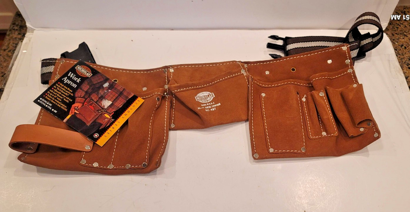 NICHOLAS Work Gear Made in USA Heavy Suede Cowhide No. 497 Tool Pouch New