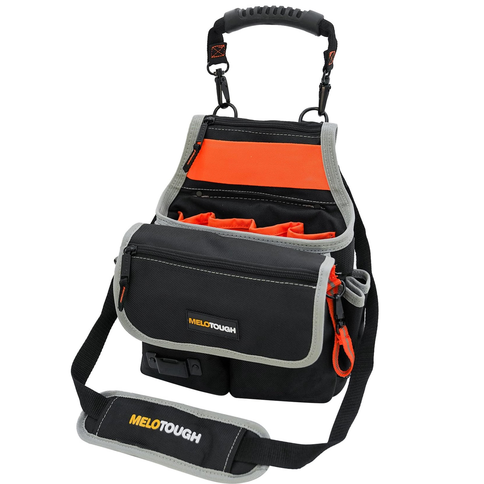MELOTOUGH Electrician Tool Pouch Bag with 10″L x 3.35″W x 12.6″H, Black