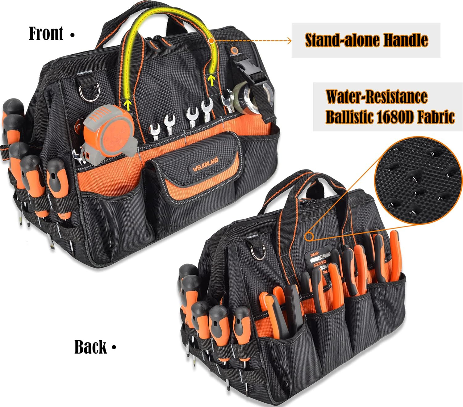 16″ Tool Bag Set with 4 Zipper Pouches for Ultimate Organization & Storage