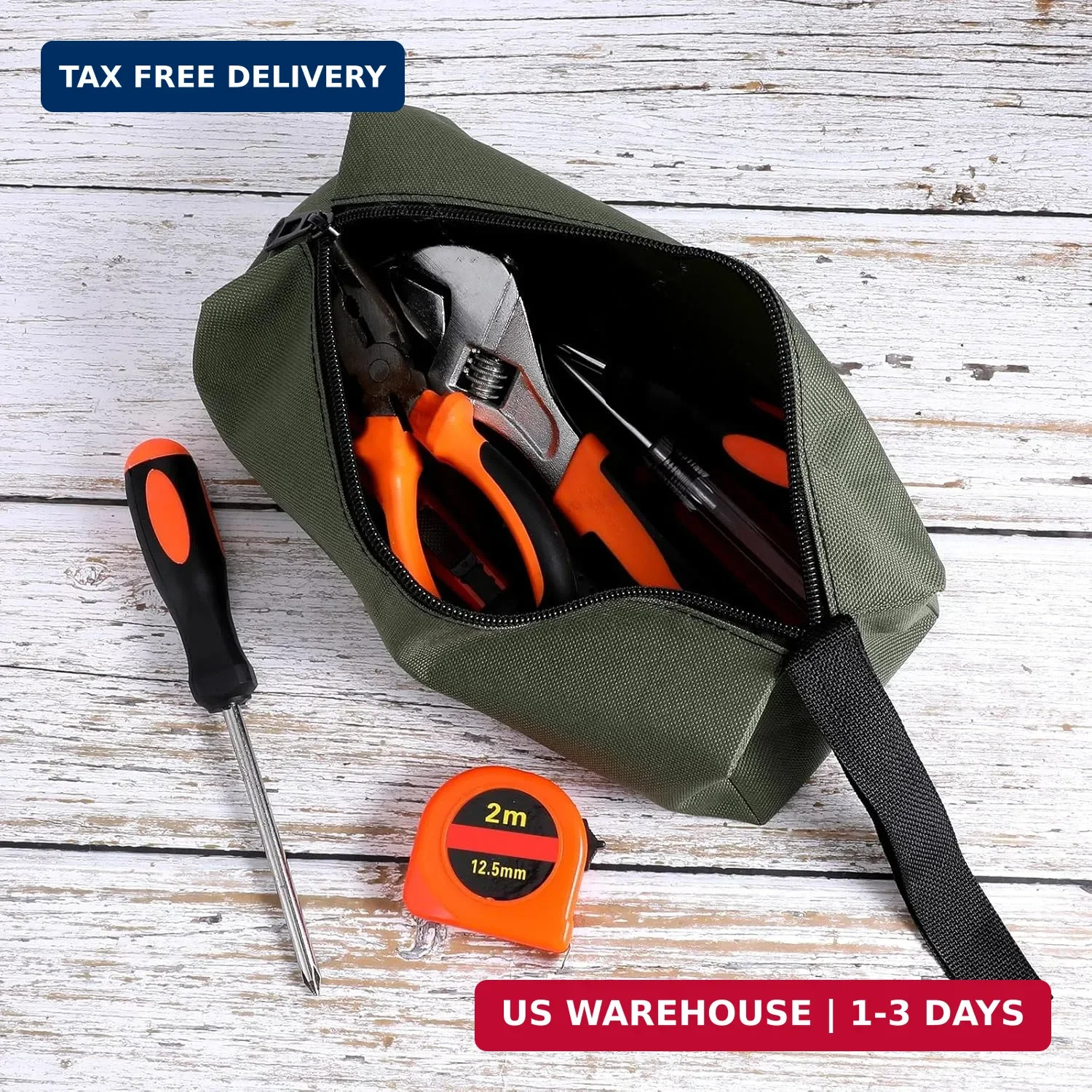 2 Pack Canvas Tool Pouch with Zipper, Tool Pouch Bag, Multi-Purpose Small Zipper