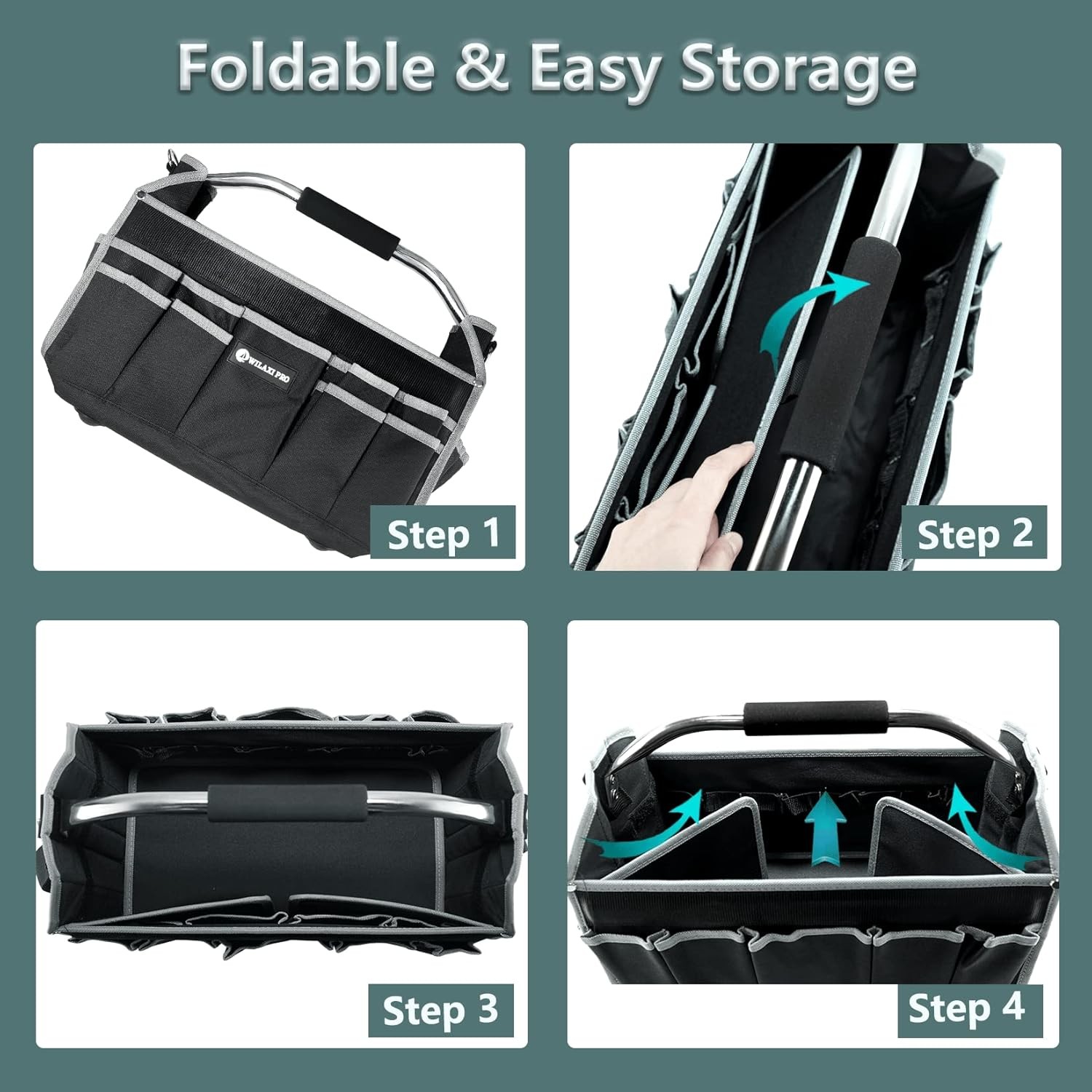 20in Tool Bags For Men Heavy Duty, 22 PCS Pockets Tool Bag Organizer