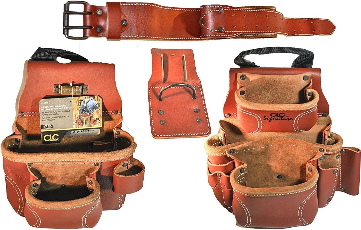 Framer’s Leather Tool Belt – 15 Pocket System, 29-46″ Adjustable