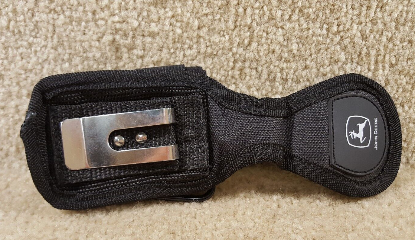 Black W/Silver Logo John Deere Tool Pouch Belt Clip Holster Hook & Loop Pocket