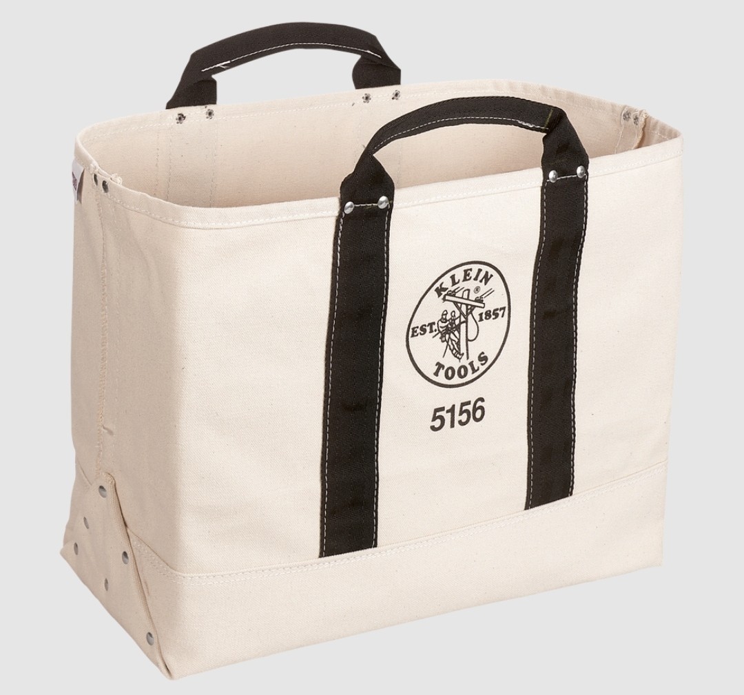 Klein Tools 5156 Tool Tote, Black, Canvas, 0 Pockets
