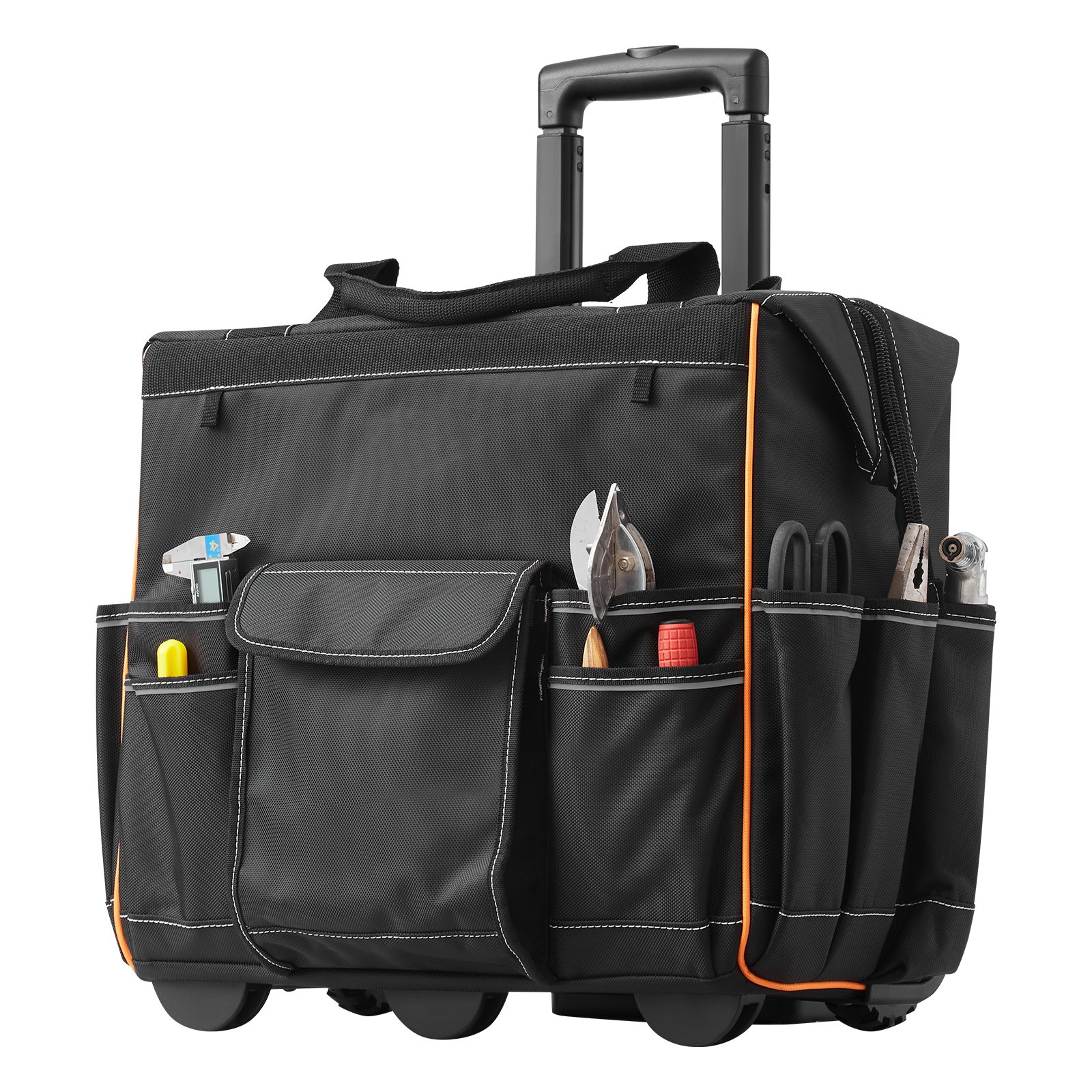 Uimoso Rolling Tool Bag with 25Pockets and Telescoping Handle for Heavy Duty Use