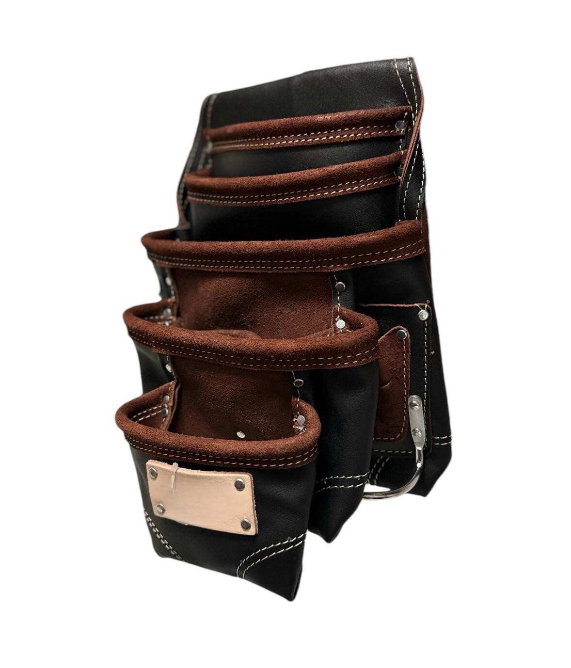 Big Extra Pocket Leather Tool Pouch Bag 2 Sided Hammer Holders