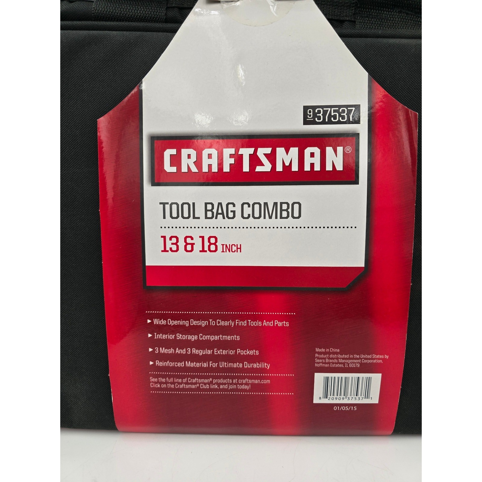 Craftsman Tool Bag Combo 13 and 18 Inch Black Red Storage Pockets 937537 NEW