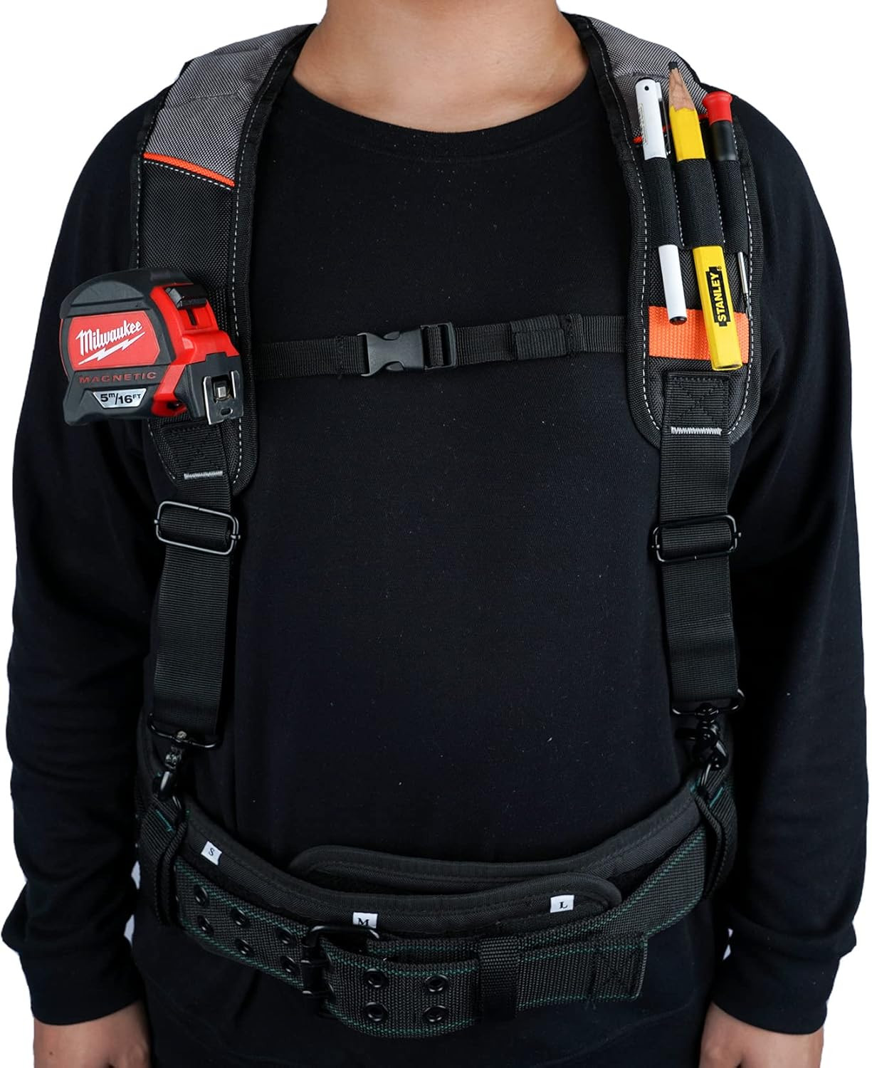 Comfortable Padded Tool Belt Suspenders with Phone Case & Attachment Loops