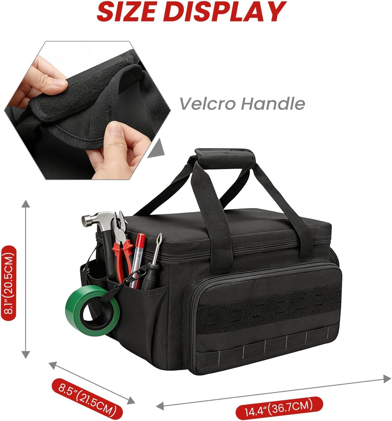 14-Inch Canvas Tool Bag Reinforced Bottom Multi-Purpose Hand Tool Organizer Tote