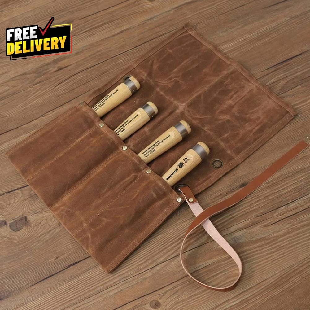 Chisel Roll Waxed Canvas Tools Wrench Roll up Pouch Chisel Carrying Case Wren…