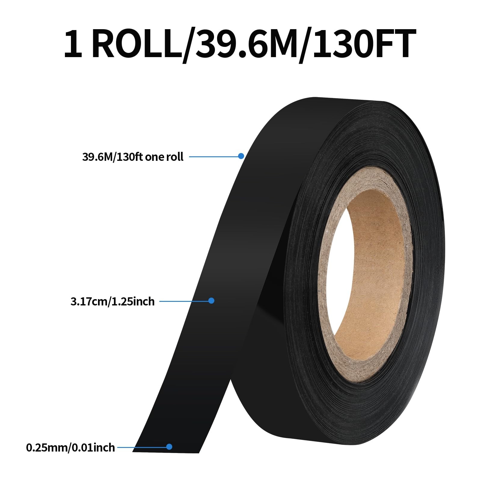 130Ft Shelf Strips Retail Plastic Tags Label Holders 1.25 inches, Black