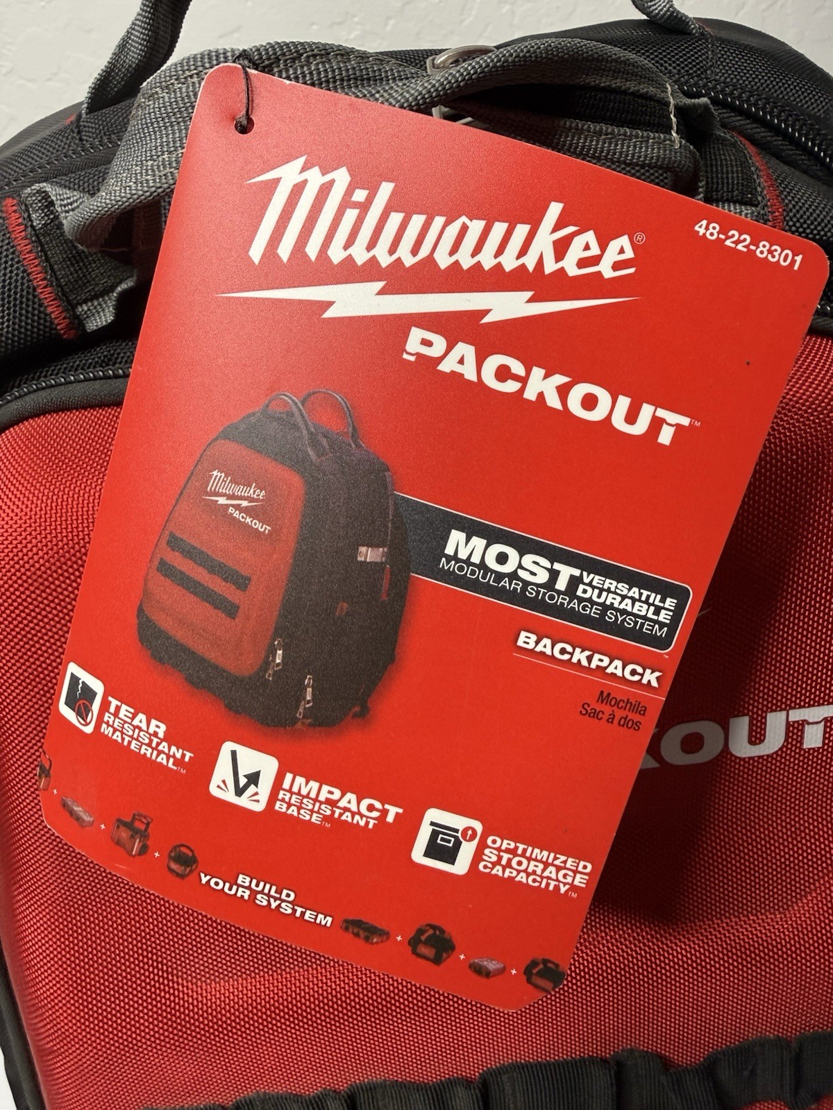Milwaukee 48-22-8301 PACKOUT Backpack Red Black Work Tools Durable New