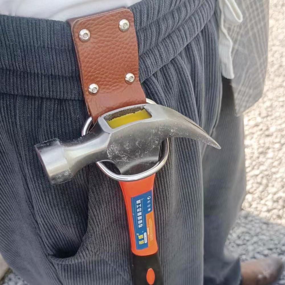 Hammer Holder For Tool Belt Brown Leather Holster Compatible With Croquet