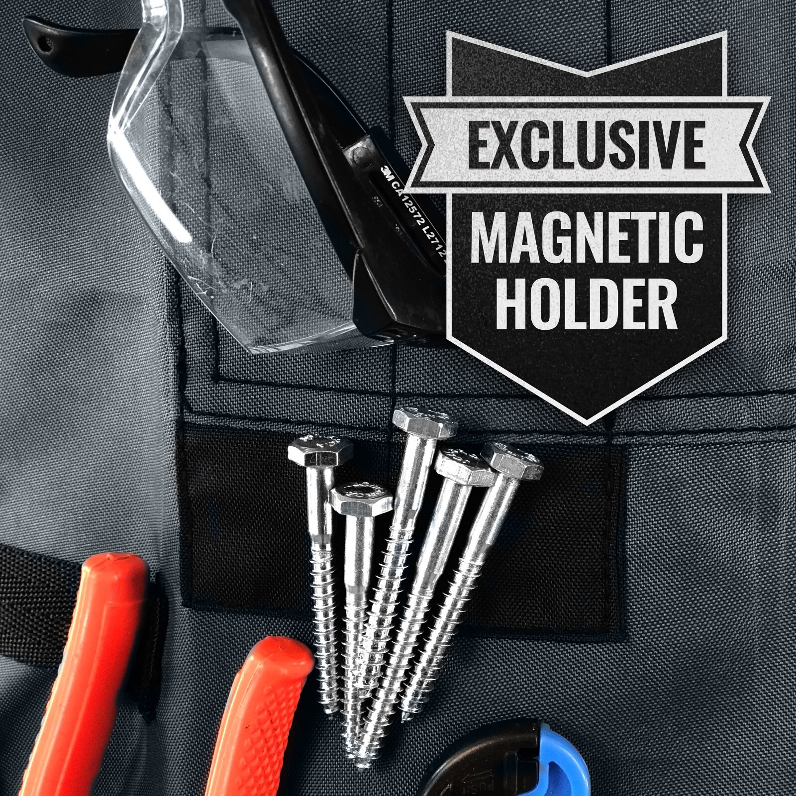 Tool Apron – Magnetic Holder, 18 Pockets, CrossBack – Woodworker, Electrician
